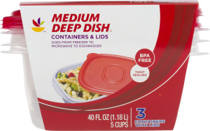 Ahold Medium Deep Dish Containers & Lids - 3 CT