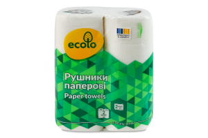 Рушники паперові 2-х шарові Green line Ecolo 2шт
