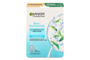 Маска д/обличчя Скін Нейчералз Чиста шкіра д/жирної та проблемної шкіри тканинна 23г Гарньє