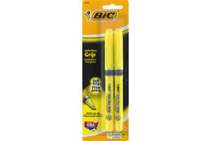 BiC Brite Liner Grip Highlighter Chisel Tip Yellow - 2 CT