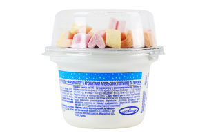 Десерт творожный 5% Ваниль 140г + маршмеллоу с ароматами апельсина, клубники и персика 9г Марійка ст 149г
