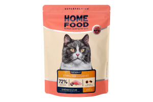 Корм сухой для взрослых котов Chicken&Liver Home Food д/п 400г