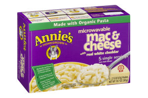 Annie's Homegrown Microwavable Mac & Cheese With Real White Cheddar - 5 CT