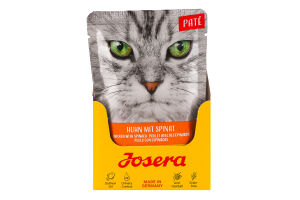 Корм влажный полнорационный для взрослых котов Курица со шпинатом Паштет Josera д/п 85г