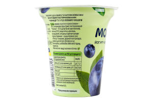 Йогурт 2% з наповнювачем фруктовим пастеризованим Чорниця Молокія ст 240г