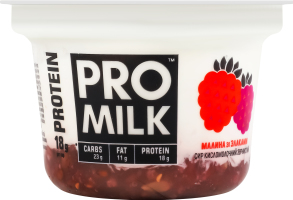 Сир кисломолочний 6.2% зернистий з наповнювачем Малина зі злаками Protein Pro Milk ст 180г