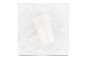 Набор посуды одноразовой на 6 персон Бумажный ТМ "1" 1шт