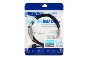 Кабель Brevia USB-TypeC black zip 1м 55100BUCZ1