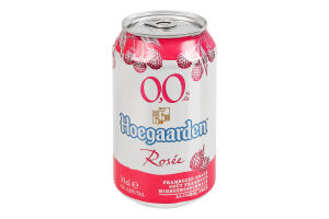 Пиво специальное 0.33л 0% безалкогольное светлое пастеризованное Rosee Hoegaarden ж/б