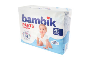 Трусики-подгузники для детей 9-15кг 4 Bambik 36шт