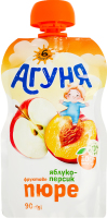 Пюре фруктовое для детей от 6мес гомогенизированное стерилизованное Яблоко-персик Агуня д/п 90г