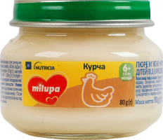 Пюре м'ясне для дітей від 6міс Курча Milupa с/б 80г