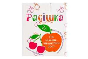 Сік прямого віджиму неосвітлений пастеризований яблучно-вишневий Радішка к/у 3л
