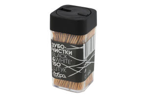 Зубочистки бамбуковые карбонизированные Black&White Добра господарочка 150шт