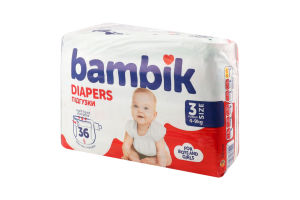 Трусики-подгузники для детей 4-9кг 3 Bambik 36шт