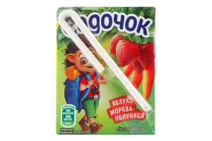 Сок с мякотью пастеризованный Яблоко-морковь-клубника Садочок т/п 200мл