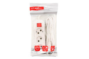 Подовжувач мережевий 3гнізда без заземлення з кнопкою 3м ТF-ESS310-3W Тітанум