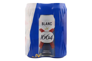 Пиво специальное 4х500мл 4.8% светлое пшеничное пастеризованное Blanc Kronenbourg 1664 м/у