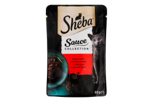 Корм консервований для дорослих котів З яловичиною Sauce Collection Sheba д/п 85г