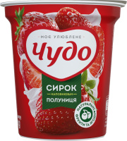 Творожок 5% взбитый с наполнителем фруктовым Клубника Чудо ст 170г