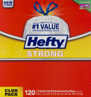 Hefty Strong 13 Gallon Tall Kitchen Drawstring Bags - 120 CT