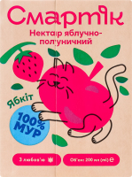 Нектар с мякотью и сахаром гомогенизированный и стерилизованный яблочно-клубничный Смартік т/п 200мл
