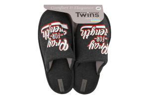 Капці закриті домашні чоловічі меланж з наліпкою PVC Twins Home Style №17280 40-45