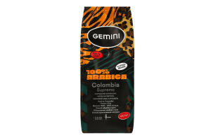 Кофе натуральный жареный в зернах Colombia Supremo Gemini в/с м/у 250г