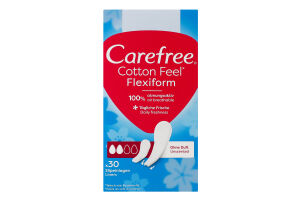 Прокладки ежедневные гигиенические женские Perfume free Flexiform Cotton feel Carefree 30шт