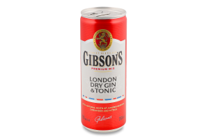 Напiй алкогольний Gin&Tonic 5% 250мл ж/б Gibson's