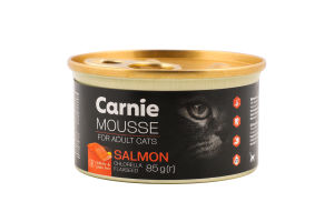 Корм д/дорослих котів Мус з лососем насінням льону хлорелою та желе 85г ж/б Carnie