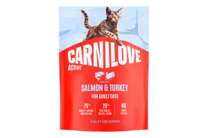 Корм д/котів Active з лососем та індичкою сухий 400г Carnilove