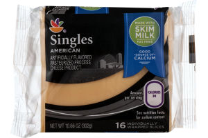 Ahold Singles American Cheese Skim Milk Individually Wrapped Slices - 16 CT