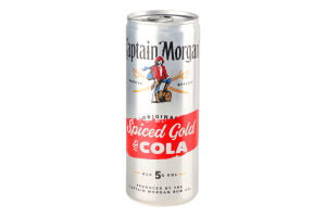 Напиток слабоалкогольный 0.25л 5% газированный с ромом и колой Spiced Gold&Cola Original Captain Morgan ж/б