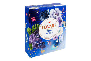 Бленд чаю чорного та зеленого байхового дрібного з фруктами пелюстками з ароматом винограду 1001 Nights Lovare к/у 32х2г