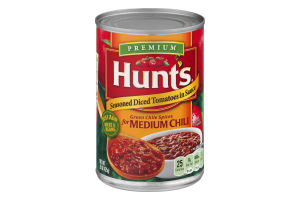 Hunt's Diced Tomatoes in Sauce Green Chile Spices for Medium Chili