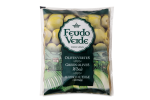 Оливки зеленые с косточкой консервированные пастеризованные Feudo Verde м/у 170г