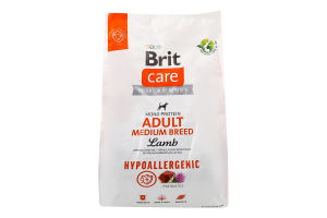 Корм сухий полнораціонний для дорослих собак Lamb Hypoallergenic Adult Medium Breed Care Brit 3кг