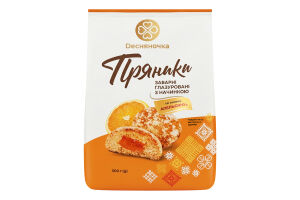Пряники заварные глазированные с начинкой Со вкусом апельсина Dесняночка м/у 300г
