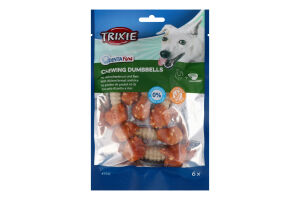 Ласощі д/собак Дента Фан Гантель жувальна з куркою та рисом 100г Тріксі