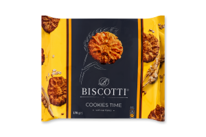 Печиво здобне пісочно-відсадне з вівсяними пластівцями Cookies time Biscotti м/у 170г