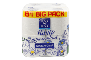Бумага туалетная 2-х слойная белая Hygiene Day by Day 8шт