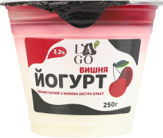 Йогурт 3.2% термостатний Вишня Lago ст 250г