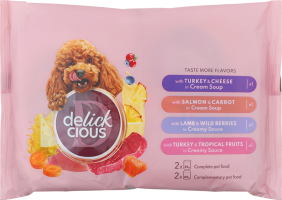 Корм д/дорослих собак Асорті №1 2*80г+2*85г Delickcious