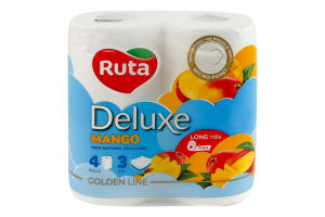 Бумага туалетная 3-х слойная 160 листов Mango Deluxe Golden line Ruta 4шт
