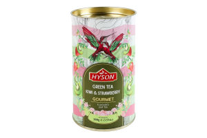 Чай зелений байховий листовий з полуницею та ароматом ківі Gourmet Hyson тубус 100г