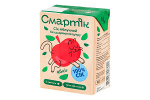 Сік відновлений освітлений та пастеризований яблучний Смартік т/п 200мл