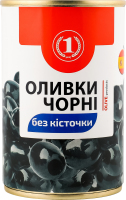 Оливки чорні без кісточки ТМ "1" ж/б 300г