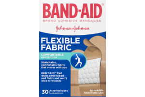 Band-Aid Brand Adhesive Bandages Flexible Fabric Assorted Sizes - 30 CT