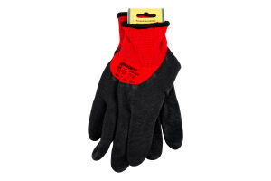 Рукавиці червоні поліестер з рифленим латексом р.10 Віва-трейд